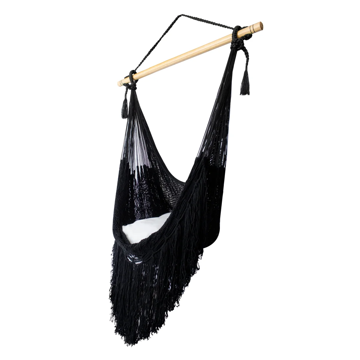 Columpio Maya con Flecos Algodón Negro - Imagen 2