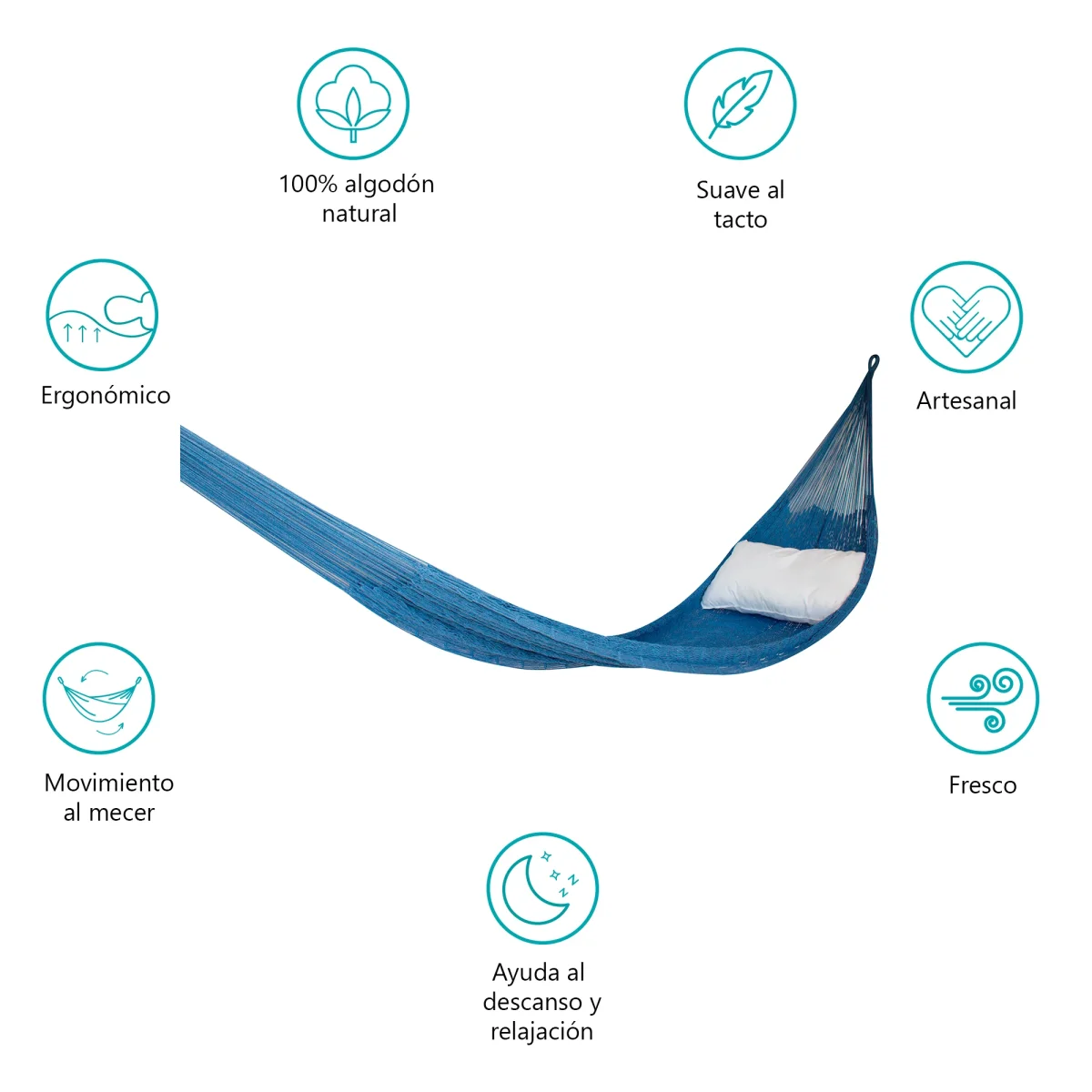 Hamaca Relax Algodón Azul Grisáceo Estándar - Imagen 5